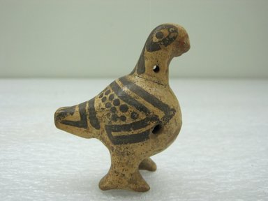  <em>Whistle in Form of Bird</em>, 1000-1550. Ceramic, pigment, 2 3/4 x 1 1/2 x 2 1/4 in. (7 x 3.8 x 5.7 cm). Brooklyn Museum, Alfred W. Jenkins Fund, 34.2077. Creative Commons-BY (Photo: Brooklyn Museum, CUR.34.2077.jpg)