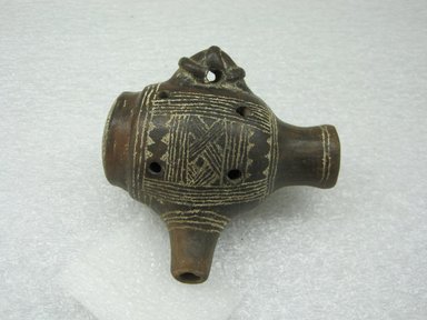  <em>Whistle in Form of a Jar</em>, 700-1000. Ceramic, pigment, 3 3/4 x 2 x 3 3/4 in. (9.5 x 5.1 x 9.5 cm). Brooklyn Museum, Alfred W. Jenkins Fund, 34.2097. Creative Commons-BY (Photo: Brooklyn Museum, CUR.34.2097.jpg)