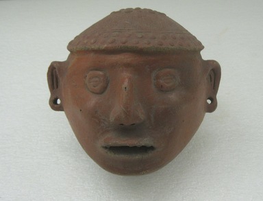 Central Caribbean. <em>Trophy Head</em>, 500-1000. Ceramic, pigments, 6 5/16 x 7 1/2 in. (16 x 19.1 cm). Brooklyn Museum, Alfred W. Jenkins Fund, 34.2231. Creative Commons-BY (Photo: Brooklyn Museum, CUR.34.2231_front.jpg)