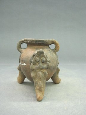  <em>Tripod Jar</em>, 1000-1550. Ceramic, red slip, 3 3/8 x 3 1/2 x 3 7/16 in. (8.6 x 8.9 x 8.7 cm). Brooklyn Museum, Alfred W. Jenkins Fund, 34.2644. Creative Commons-BY (Photo: Brooklyn Museum, CUR.34.2644_view1.jpg)
