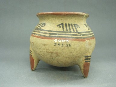  <em>Tripod Bowl</em>, 1000-1550. Ceramic, pigment, 38 x 6 x 5 7/8 in. (96.5 x 15.2 x 14.9 cm). Brooklyn Museum, Alfred W. Jenkins Fund, 34.3136. Creative Commons-BY (Photo: Brooklyn Museum, CUR.34.3136_view1.jpg)
