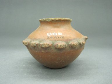  <em>Jar</em>, 100 B.C.E.-500 C.E. Ceramic, red slip, 2 1/2 x 3 1/2 x 3 1/2 in. (6.4 x 8.9 x 8.9 cm). Brooklyn Museum, Alfred W. Jenkins Fund, 34.4115. Creative Commons-BY (Photo: Brooklyn Museum, CUR.34.4115_view1.jpg)