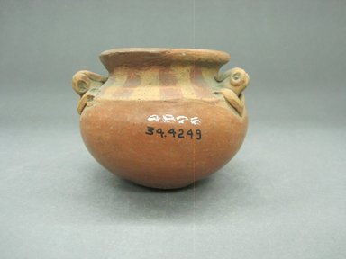 <em>Jar</em>, 100 B.C.E.-500 C.E. Ceramic, red slip, 2 1/2 x 3 1/8 x 3 1/8 in. (6.4 x 7.9 x 7.9 cm). Brooklyn Museum, Alfred W. Jenkins Fund, 34.4249. Creative Commons-BY (Photo: Brooklyn Museum, CUR.34.4249_view1.jpg)