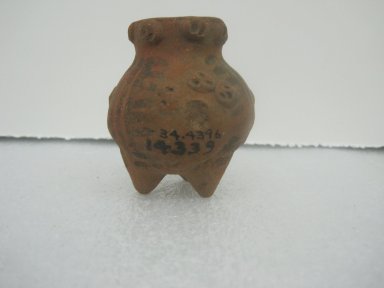  <em>Miniature Tripod Jar</em>, 300-800. Ceramic, pigment, 2 3/16 x 1 7/8 x 1 7/8 in. (5.6 x 4.8 x 4.8 cm). Brooklyn Museum, Alfred W. Jenkins Fund, 34.4396. Creative Commons-BY (Photo: Brooklyn Museum, CUR.34.4396.jpg)