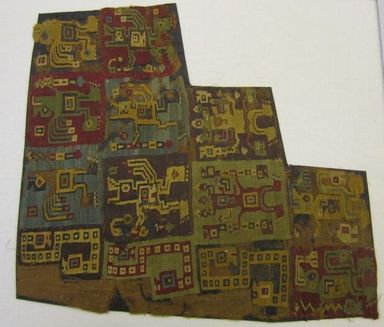 Wari - derived. <em>Mantle, Fragment</em>, 600-1000. Cotton, camelid fiber, 14 3/16 x 15 3/8 in. (36 x 39.1 cm). Brooklyn Museum, George C. Brackett Fund, 34.552. Creative Commons-BY (Photo: , CUR.34.552.jpg)
