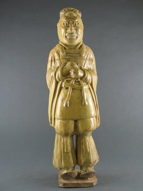  <em>Tomb Figure of a Guardian</em>, 581-618. Earthenware with lead glaze, 15 1/16 in. (38.2 cm). Brooklyn Museum, Brooklyn Museum Collection, 34.5652. Creative Commons-BY (Photo: Brooklyn Museum, CUR.34.5652_front.jpg)