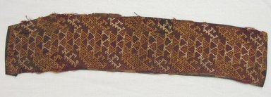 Ica. <em>Tunic or Textile Fragment, undetermined</em>, 1400-1532 C.E. Cotton, camelid fiber, 3 11/16 × 16 11/16 in. (9.4 × 42.4 cm). Brooklyn Museum, George C. Brackett Fund, 34.567.1. Creative Commons-BY (Photo: Brooklyn Museum, CUR.34.567.1.jpg)
