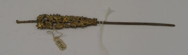  <em>Hair Pin</em>, early 20th century. Gilt, brass, 8 3/8 x 7/8 in. (21.3 x 2.2 cm). Brooklyn Museum, Brooklyn Museum Collection, 34.935. Creative Commons-BY (Photo: Brooklyn Museum, CUR.34.935_front.jpg)