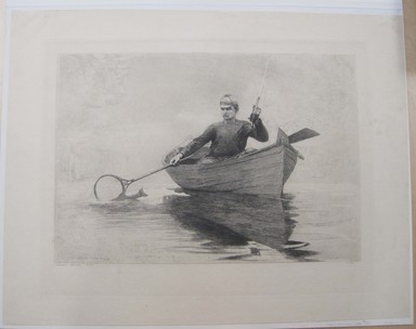 Winslow Homer (American, 1836-1910). <em>Fly-fishing</em>, 1889. Etching, Image: 17 3/8 x 22 7/16 in. (44.1 x 57 cm). Brooklyn Museum, Carll H. de Silver Fund, 35.1061 (Photo: Brooklyn Museum, CUR.35.1061.jpg)