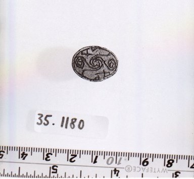  <em>Cowroid Seal</em>. Steatite, glaze, 1/4 x 9/16 x 3/4 in. (0.6 x 1.5 x 1.9 cm). Brooklyn Museum, Gift of Theodora Wilbour from the collection of her father, Charles Edwin Wilbour, 35.1180. Creative Commons-BY (Photo: Brooklyn Museum, CUR.35.1180_negA_bw.jpg)