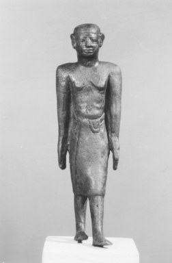  <em>Early Metal Statuette</em>, ca. 1938-1759 B.C.E. Copper, 5 11/16 × 1 9/16 in. (14.4 × 4 cm). Brooklyn Museum, Charles Edwin Wilbour Fund, 35.1274. Creative Commons-BY (Photo: Brooklyn Museum, CUR.35.1274_NegA_print_bw.jpg)