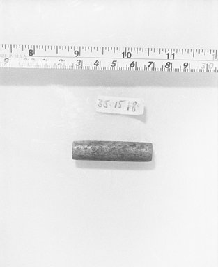  <em>Cylinder Bead of Amunhotep I</em>, ca. 1539-1352 B.C.E. Steatite, glaze, 1 3/4 x 3/8 in. (4.5 x 1 cm). Brooklyn Museum, Gift of Theodora Wilbour from the collection of her father, Charles Edwin Wilbour, 35.1518. Creative Commons-BY (Photo: Brooklyn Museum, CUR.35.1518_bw.jpg)