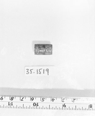  <em>Seal</em>, ca. 1539–1352 B.C.E. Steatite, glaze, 11/16 x 7/16 in. (1.8 x 1.1 cm). Brooklyn Museum, Gift of Theodora Wilbour from the collection of her father, Charles Edwin Wilbour, 35.1519. Creative Commons-BY (Photo: Brooklyn Museum, CUR.35.1519_bw.jpg)