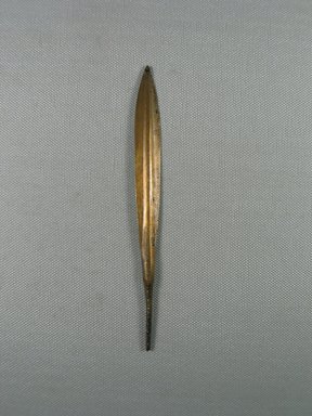  <em>Projectile Point</em>, ca. 1352-1332 B.C.E. Bronze, 9/16 × 1/8 × 6 in. (1.4 × 0.3 × 15.2 cm). Brooklyn Museum, Gift of the Egypt Exploration Society, 35.2013. Creative Commons-BY (Photo: , CUR.35.2013_view01.jpg)