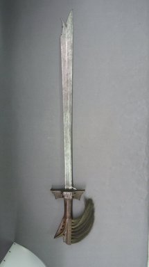  <em>Sword</em>. Iron, wood, hair, 5 11/16 × 39 3/4 in. (14.5 × 101 cm). Brooklyn Museum, Gift of Appleton Sturgis, 35.2130. Creative Commons-BY (Photo: Brooklyn Museum, CUR.35.2130.jpg)