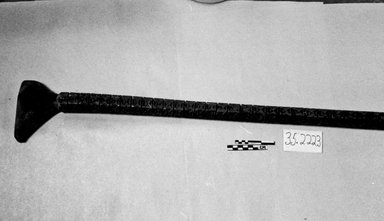 Mangaian. <em>Ceremonial Adze Shaft</em>. Wood, 45 7/8 x 4 3/4 in. (116.5 x 12 cm). Brooklyn Museum, Gift of Appleton Sturgis, 35.2223. Creative Commons-BY (Photo: Brooklyn Museum, CUR.35.2223_cropped_bw.jpg)