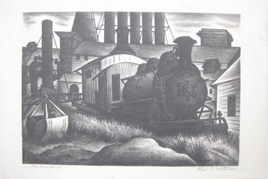 Paul R. Meltsner (American, 1905–1967). <em>The Iron Horse</em>, 20th century. Lithograph on wove paper (possibly Rives), Image: 10 7/16 x 14 13/16 in. (26.5 x 37.7 cm). Brooklyn Museum, 35.2263 (Photo: Brooklyn Museum, CUR.35.2263.jpg)