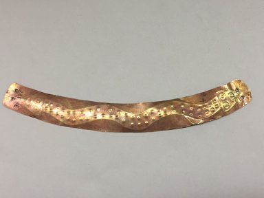 Paracas. <em>Ornament</em>. Gold, 1 × 7 1/2 in. (2.5 × 19.1 cm). Brooklyn Museum, Alfred W. Jenkins Fund, 35.381. Creative Commons-BY (Photo: , CUR.35.381.jpg)
