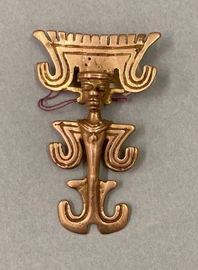  <em>Human Effigy Pendant</em>, 1000–1500. Gold, 1 1/4 x 1/8 x 2 1/8 in. (3.2 x 0.3 x 5.4 cm). Brooklyn Museum, Alfred W. Jenkins Fund, 35.3. Creative Commons-BY (Photo: Brooklyn Museum, CUR.35.3_overall.jpg)