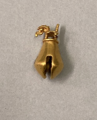  <em>Bell Pendant</em>. Gold, 1 × 1/2 × 1/2 in. (2.5 × 1.3 × 1.3 cm). Brooklyn Museum, Alfred W. Jenkins Fund, 35.68. Creative Commons-BY (Photo: Brooklyn Museum, CUR.35.68.jpg)