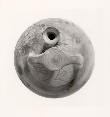 Mycenaean. <em>Stirrup-Jar</em>, ca. 1300-1190 B.C.E. Clay, slip, 4 1/8 x Diam. 4 1/8 in. (10.4 x 10.4 cm). Brooklyn Museum, Charles Edwin Wilbour Fund, 35.737. Creative Commons-BY (Photo: Brooklyn Museum, CUR.35.737_print_NegC_bw.jpg)