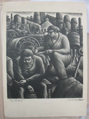 Paul R. Meltsner (American, 1905–1967). <em>The Lock Out</em>, n.d. Lithograph, Sheet: 15 5/8 x 11 7/16 in. (39.7 x 29.1 cm). Brooklyn Museum, 35.842 (Photo: Brooklyn Museum, CUR.35.842.jpg)