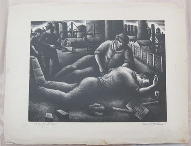 Paul R. Meltsner (American, 1905–1967). <em>Death of a Striker</em>, n.d. Lithograph, Image: 10 11/16 x 14 1/2 in. (27.1 x 36.9 cm). Brooklyn Museum, 35.843 (Photo: Brooklyn Museum, CUR.35.843.jpg)