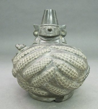 Lambayeque. <em>Effigy Vessel in Form of Maize Deity</em>. Ceramic, 6 5/16 x 5 3/4 x 6 1/2 in. (16 x 14.6 x 16.5 cm). Brooklyn Museum, Gift of Mrs. Eugene Schaefer, 36.320. Creative Commons-BY (Photo: Brooklyn Museum, CUR.36.320.jpg)