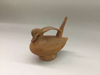Lambayeque/Sican. <em>Vessel in the Form of a Duck</em>. Ceramic, 7 1/8 × 3 3/4 × 8 1/8 in. (18.1 × 9.5 × 20.6 cm). Brooklyn Museum, Gift of Mrs. Eugene Schaefer, 36.343. Creative Commons-BY (Photo: , CUR.36.343_view03.jpg)