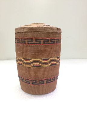 Tlingit. <em>Small Basket with Lid</em>, late 19th-early 20th century. Spruce root, 6 7/16 x 4 1/8 in.  (16.4 x 10.5 cm). Brooklyn Museum, Gift of Frederic B. Pratt, 36.510a-b. Creative Commons-BY (Photo: , CUR.36.510a-b_view01.jpg)