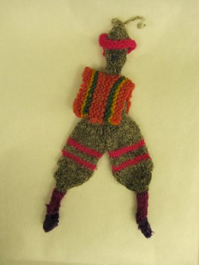 Peruvian (unidentified). <em>Male Doll</em>, ca. 1936. Wool, 4 1/8 x 1 15/16 in. (10.5 x 5 cm). Brooklyn Museum, Gift of Dr. John H. Finney, 36.731. Creative Commons-BY (Photo: Brooklyn Museum, CUR.36.731_view1.jpg)
