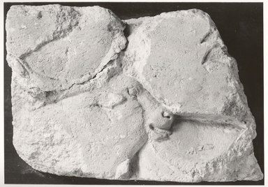  <em>Block with the Head of a Bull in Sunk Relief</em>, ca. 1352-1332 B.C.E. Limestone, pigment, 9 x 5 1/8 x 11 13/16 in. (22.8 x 13 x 30 cm). Brooklyn Museum, Gift of the Egypt Exploration Society, 36.883. Creative Commons-BY (Photo: Brooklyn Museum, CUR.36.883_negA_bw.jpg)