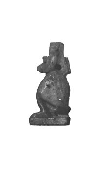  <em>Amulet Representing a Baboon</em>, ca. 664-525 B.C.E., or later. Faience, 15/16 x 5/16 x 7/16 in. (2.4 x 0.8 x 1.1 cm). Brooklyn Museum, Charles Edwin Wilbour Fund, 37.1201E. Creative Commons-BY (Photo: Brooklyn Museum, CUR.37.1201E_37.1172E_GRPA_cropped_bw.jpg)