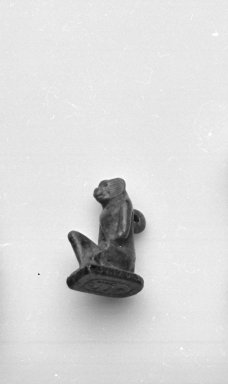  <em>Monkey Seal Inscribed for King Apries</em>, 664-332 B.C.E. Lapis lazuli, 11/16 x 1/4 x 1/2 in. (1.8 x 0.6 x 1.2 cm). Brooklyn Museum, Charles Edwin Wilbour Fund, 37.1203E. Creative Commons-BY (Photo: Brooklyn Museum, CUR.37.1203E_05.370_GRPB_cropped_bw.jpg)