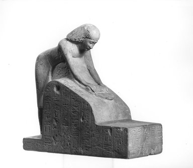  <em>Senenu Grinding Grain</em>, ca. 1352-1336 B.C.E. or ca. 1322-1319 B.C.E. or ca. 1319-1292 B.C.E. Limestone, 7 1/16 x 3 1/8 x 7 9/16 in. (18 x 8 x 19.2 cm). Brooklyn Museum, Charles Edwin Wilbour Fund, 37.120E. Creative Commons-BY (Photo: Brooklyn Museum, CUR.37.120E_NegH1_print_bw.jpg)
