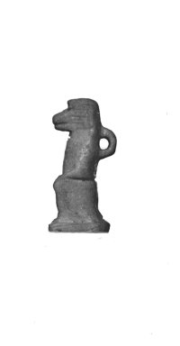  <em>Amulet Representing a Baboon</em>, ca. 664–525 B.C.E., or later. Faience, 7/8 x 3/8 x 1/2 in. (2.2 x 1 x 1.2 cm). Brooklyn Museum, Charles Edwin Wilbour Fund, 37.1318E. Creative Commons-BY (Photo: Brooklyn Museum, CUR.37.1318E_37.1172E_GRPA_cropped_bw.jpg)