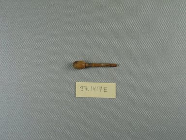  <em>Upper Part of a Hairpin</em>, 396-642 C.E. Bone, Diam. 3/4 x 1 11/16 in. (1.9 x 4.3 cm). Brooklyn Museum, Charles Edwin Wilbour Fund, 37.1417E. Creative Commons-BY (Photo: Brooklyn Museum, CUR.37.1417E_view1.jpg)