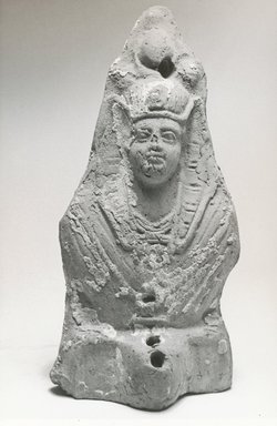  <em>Osiris on a Lamp</em>, 305-30 B.C.E. Terracotta, pigment, 6 11/16 x 3 3/16 x 1 5/8 in. (17 x 8.1 x 4.1 cm). Brooklyn Museum, Charles Edwin Wilbour Fund, 37.1630E. Creative Commons-BY (Photo: Brooklyn Museum, CUR.37.1630E_NegB_print_bw.jpg)