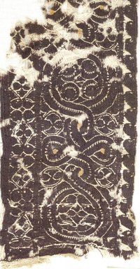 Coptic. <em>3 Tunic Fragments with Botanical Decorations</em>, 4th-7th century C.E. Linen, wool, 37.1764Ea: 5 x 34 in. (12.7 x 86.4 cm). Brooklyn Museum, Charles Edwin Wilbour Fund, 37.1764Ea-c. Creative Commons-BY (Photo: Brooklyn Museum (in collaboration with Index of Christian Art, Princeton University), CUR.37.1764E-A_detail01_ICA.jpg)