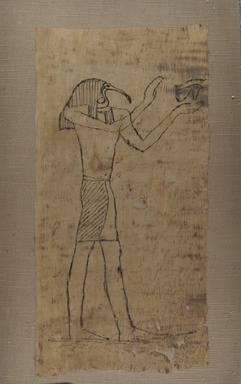  <em>Thoth Holding Wadjet</em>, 664–332 B.C.E., or later. Linen, 17 5/16 x 8 3/4 in. (44 x 22.2 cm). Brooklyn Museum, Charles Edwin Wilbour Fund, 37.1819E. Creative Commons-BY (Photo: Brooklyn Museum, CUR.37.1819E_IMLS_PS5.jpg)