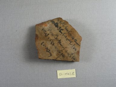  <em>Small Ostracon</em>, Year 14 Choiak 2. Terracotta, pigment Brooklyn Museum, Charles Edwin Wilbour Fund, 37.1862E. Creative Commons-BY (Photo: Brooklyn Museum, CUR.37.1862E_view1.jpg)