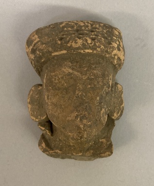 Huastec. <em>Head Fragment from Figurine</em>, ca. 1250-1520. Reddish clay, 2 3/8 × 1 5/8 × 1 1/4 in. (6 × 4.1 × 3.2 cm). Brooklyn Museum, Frank Sherman Benson Fund and the Henry L. Batterman Fund, 37.2865PA. Creative Commons-BY (Photo: Brooklyn Museum, CUR.37.2865PA.jpg)