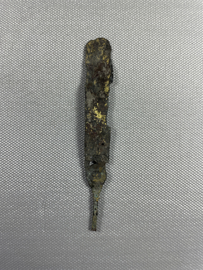  <em>Small Double-Edged Knife Blade</em>, ca. 2675-2170 B.C.E. Bronze, silver, 4 3/16 × 9/16 × 1/16 in. (10.7 × 1.5 × 0.2 cm). Brooklyn Museum, Charles Edwin Wilbour Fund, 37.289E. Creative Commons-BY (Photo: Brooklyn Museum, CUR.37.289E_view01.jpg)