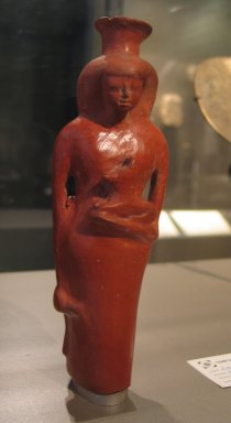  <em>Figure Vase of Woman Holding Dog</em>, ca. 1479-1353 B.C.E. Clay, 7 5/8 x 2 1/2 x 1 15/16 in. (19.3 x 6.3 x 4.9 cm). Brooklyn Museum, Charles Edwin Wilbour Fund, 37.331E. Creative Commons-BY (Photo: Brooklyn Museum, CUR.37.331E_erg456.jpg)