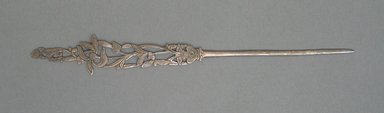  <em>Hair Pin of Flowers and Vase Design</em>. Silver, 7/8 x 7 1/2 in. (2.2 x 19 cm). Brooklyn Museum, Frank L. Babbott Fund, 37.371.252. Creative Commons-BY (Photo: Brooklyn Museum, CUR.37.371.252_front.jpg)