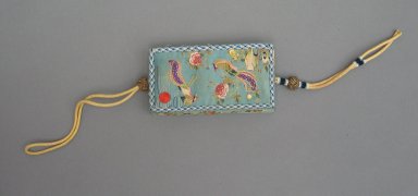  <em>Card Case and Cover</em>. Cardboard, embroidered silk, cords, 2 3/4 x 7/8 x 5 1/8 in. (7 x 2.2 x 13 cm). Brooklyn Museum, Frank L. Babbott Fund, 37.371.46. Creative Commons-BY (Photo: Brooklyn Museum, CUR.37.371.46_front.jpg)