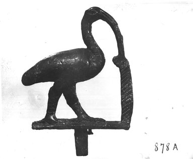  <em>Small Statuette of an Ibis</em>, 664–332 B.C.E. Bronze, 2 13/16 x 11/16 x 2 1/8 in. (7.1 x 1.7 x 5.4 cm). Brooklyn Museum, Charles Edwin Wilbour Fund, 37.555E. Creative Commons-BY (Photo: Brooklyn Museum, CUR.37.555E_NegA_print_bw.jpg)