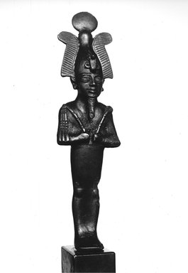  <em>The God Osiris</em>, ca. 1075-656 B.C.E. Bronze, 5 11/16 x 1 7/16 x 1 3/16 in. (14.4 x 3.6 x 3 cm). Brooklyn Museum, Charles Edwin Wilbour Fund, 37.565E. Creative Commons-BY (Photo: Brooklyn Museum, CUR.37.565E_NegA_print_bw.jpg)