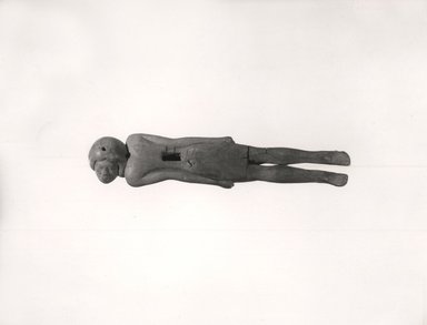 Egyptian. <em>Furniture Attachment (?) in Form of Bound Prisoner</em>, ca. 1539-1292 B.C.E. Wood, 6 3/4 x 1 1/2 x 3/4 in. (17.1 x 3.8 x 1.9 cm). Brooklyn Museum, Charles Edwin Wilbour Fund, 37.612E. Creative Commons-BY (Photo: Brooklyn Museum, CUR.37.612E_NegA_print_bw.jpg)