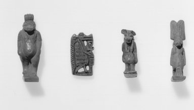  <em>Taweret Amulet</em>. Faience, 1 9/16 in. (4 cm). Brooklyn Museum, Gift of Evangeline Wilbour Blashfield, Theodora Wilbour, and Victor Wilbour honoring the wishes of their mother, Charlotte Beebe Wilbour, as a memorial to their father Charles Edwin Wilbour, 16.580.15. Creative Commons-BY (Photo: , CUR.37.962E_37.968E_37.959E_16.580.15_grpA_bw.jpg)